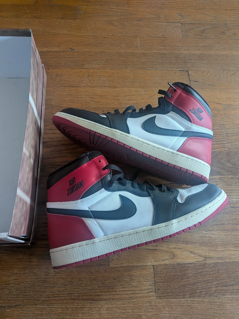 Jordan 1 Mid Men's Basketball Shoes - White/Black/Red